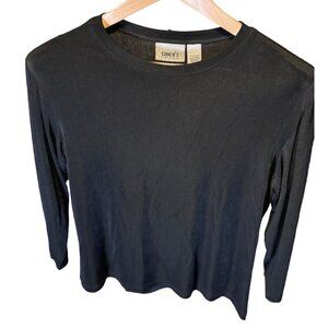 Chico's Travelers Black Long Sleeve Pullover Crew Neck Top Sz L